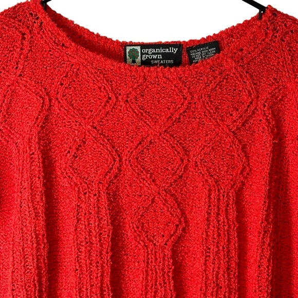 Vintage Organically Grown Sweaters Knit Sweater Cropped Red Soft Acrylic Holiday - Picture 2 of 12